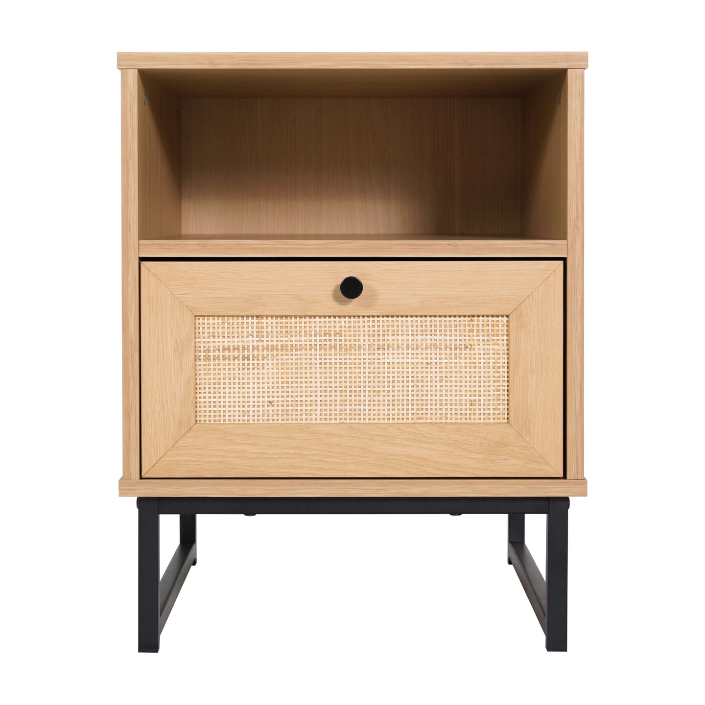 Merrick Lane Burkett Mid-Century Modern Wooden Bed Side Table/Nightstand with Drawer and Shelf