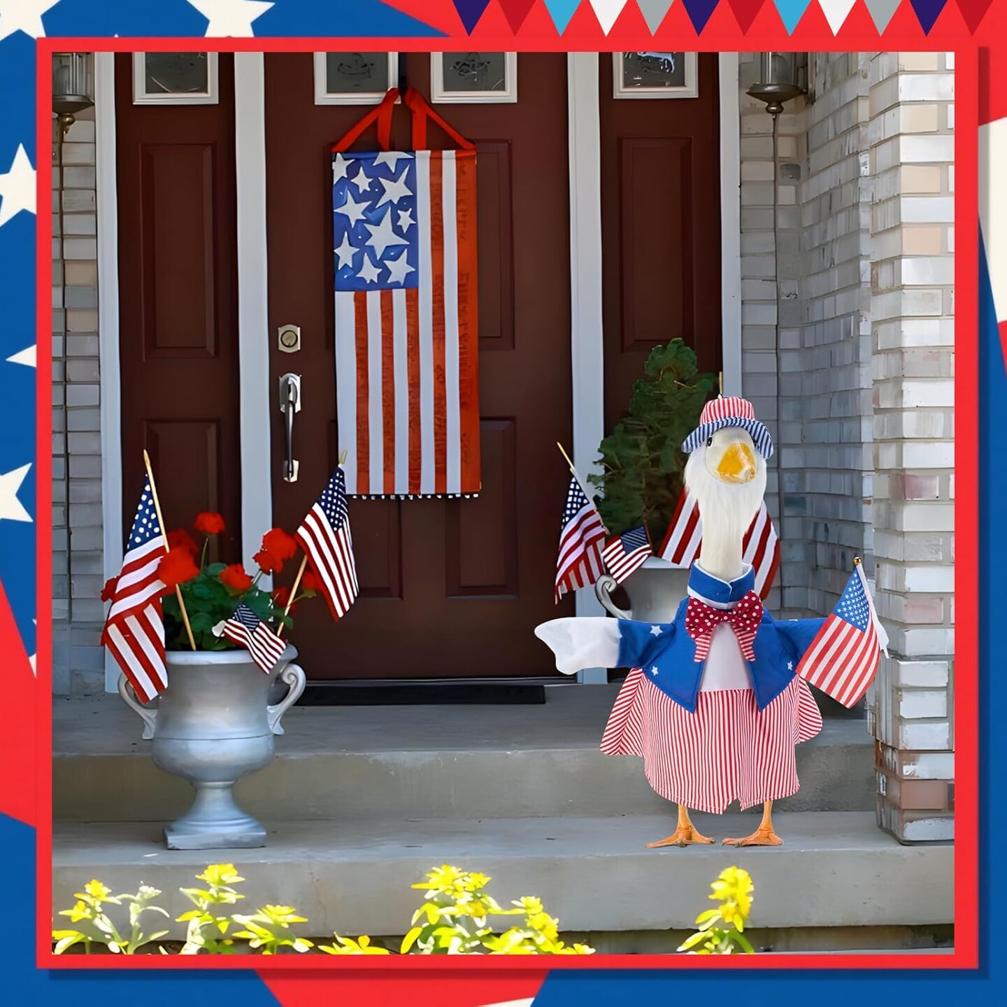 Patriotic Porch Goose Outfits for 23 Inch Lawn Statue