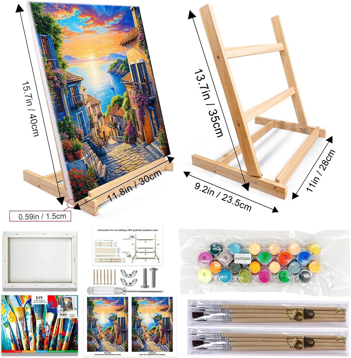 12x16 Inch Paint by Number with Easel Oil Painting Kits for Gift Home Wall Decor