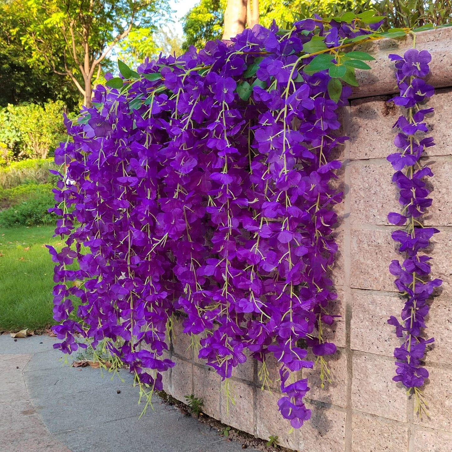 24 Pack Artificial Fake Wisteria Vine Ratta (3.75 Feet) Hanging Garland Silk Flowers String Home Party Wedding Decor (Blue)
