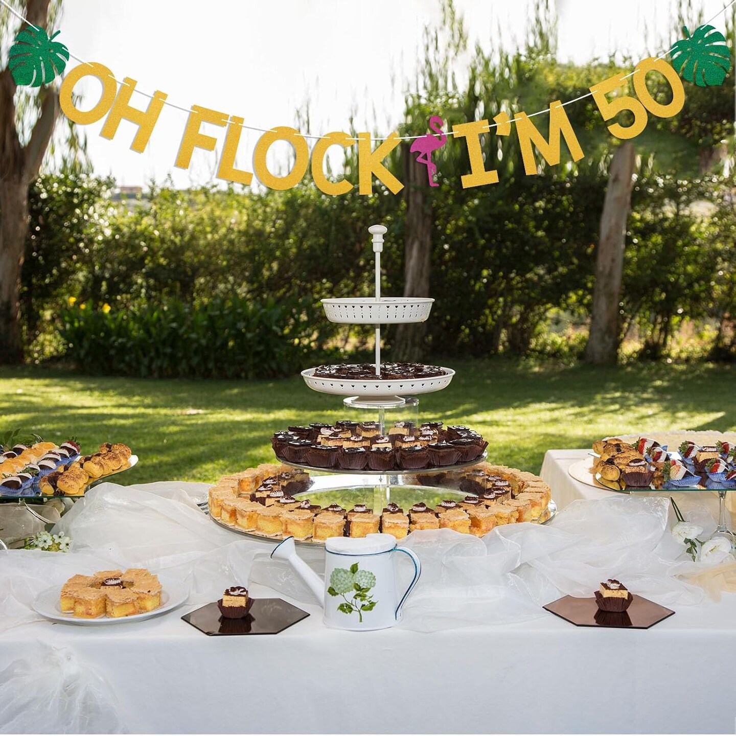 Hawaiian Tropical Luau 50th Birthday Party Decoratyions Gold Glitter