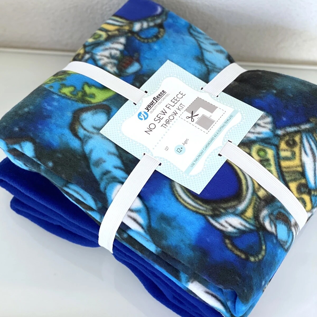 Astronauts in OuterSpace Anti-Pill Premium No-Sew Throw Fleece Fabric Kit (72x60)