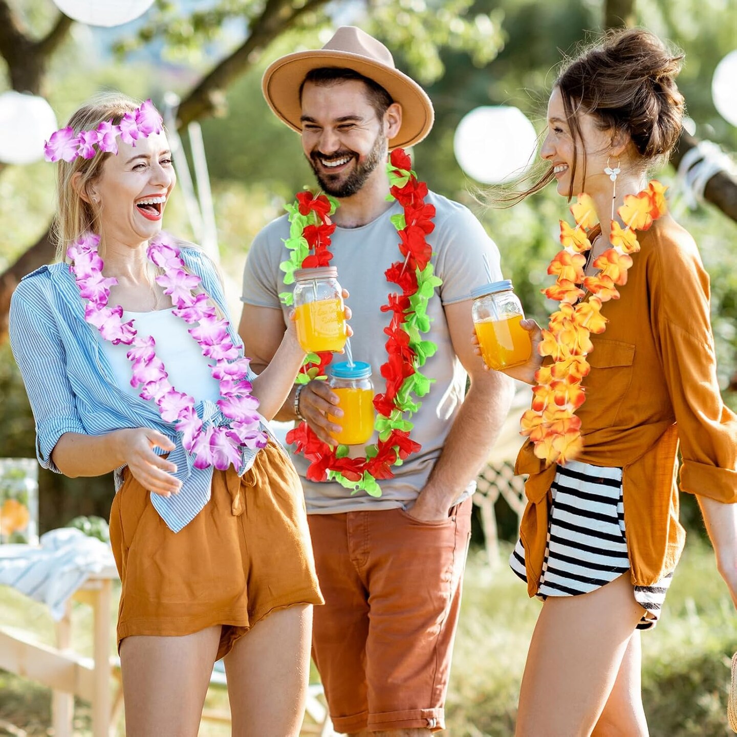 10pcs Leis for Luau Party - Colorful Hawaiian Leis Bulk Tropical Flower Lais Hawaii Decor for Summer Party Supplies