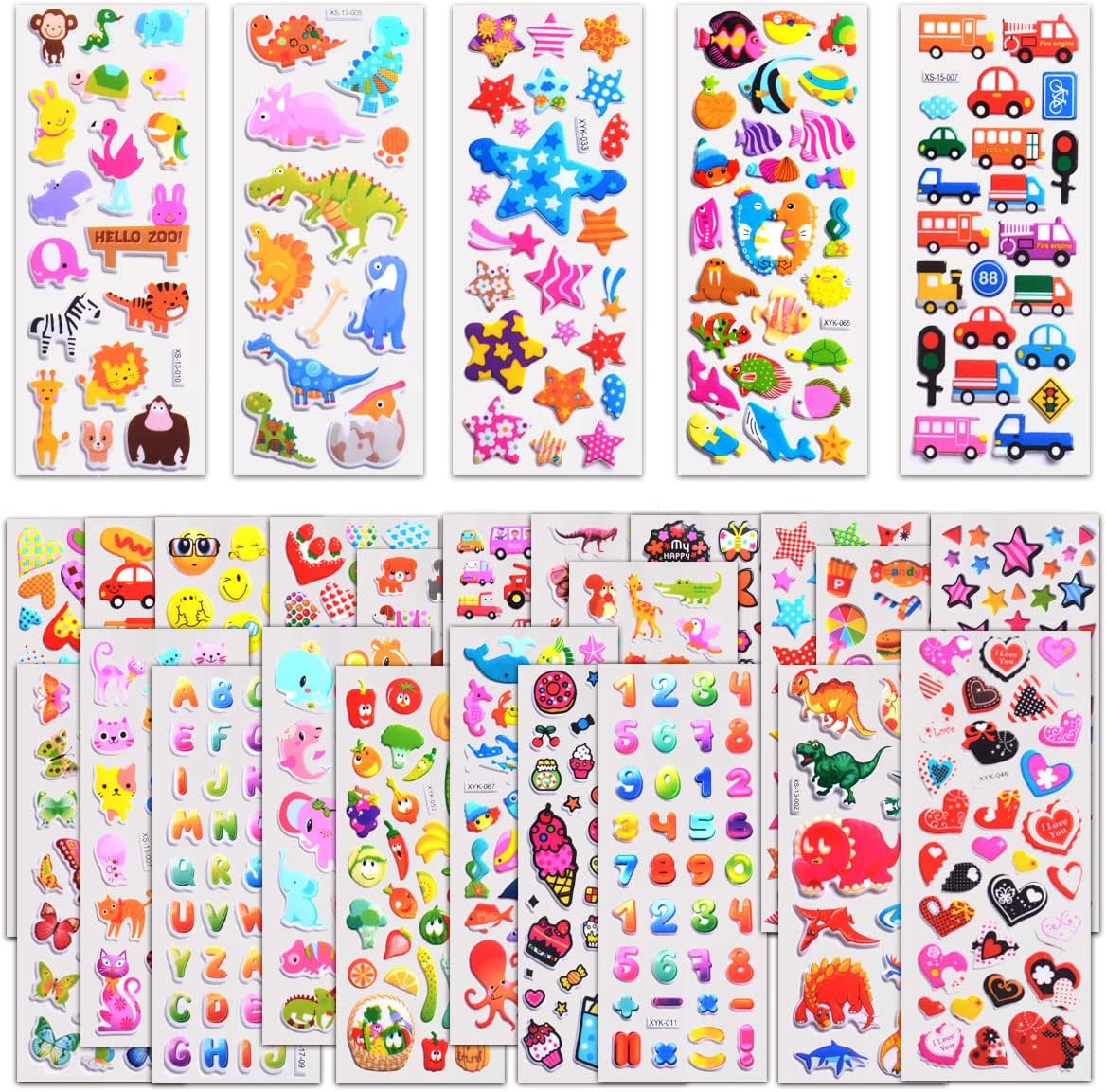 3D Puffy Stickers for Kids Toddlers 40 Different Sheets Variety Pack