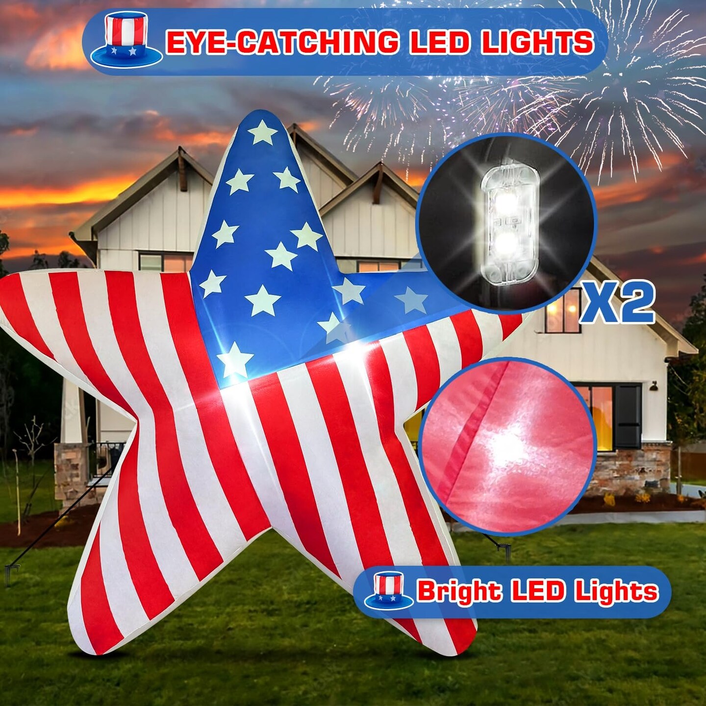 4th of July Inflatable Outdoor American Star Decoration Yard Decor