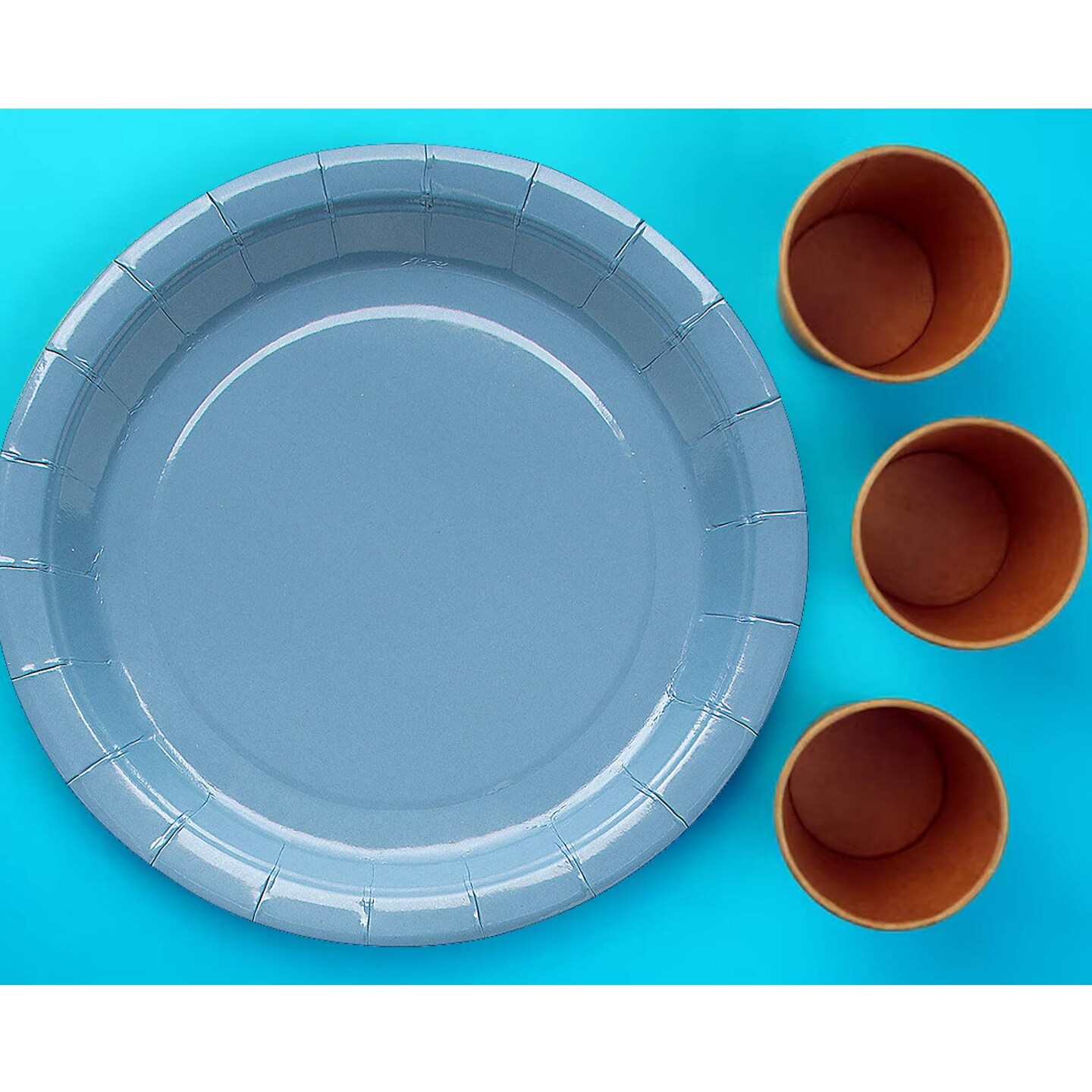 24 Count Slate Color Dessert Plates 7 Inch Round Paper for Snacks and Cake