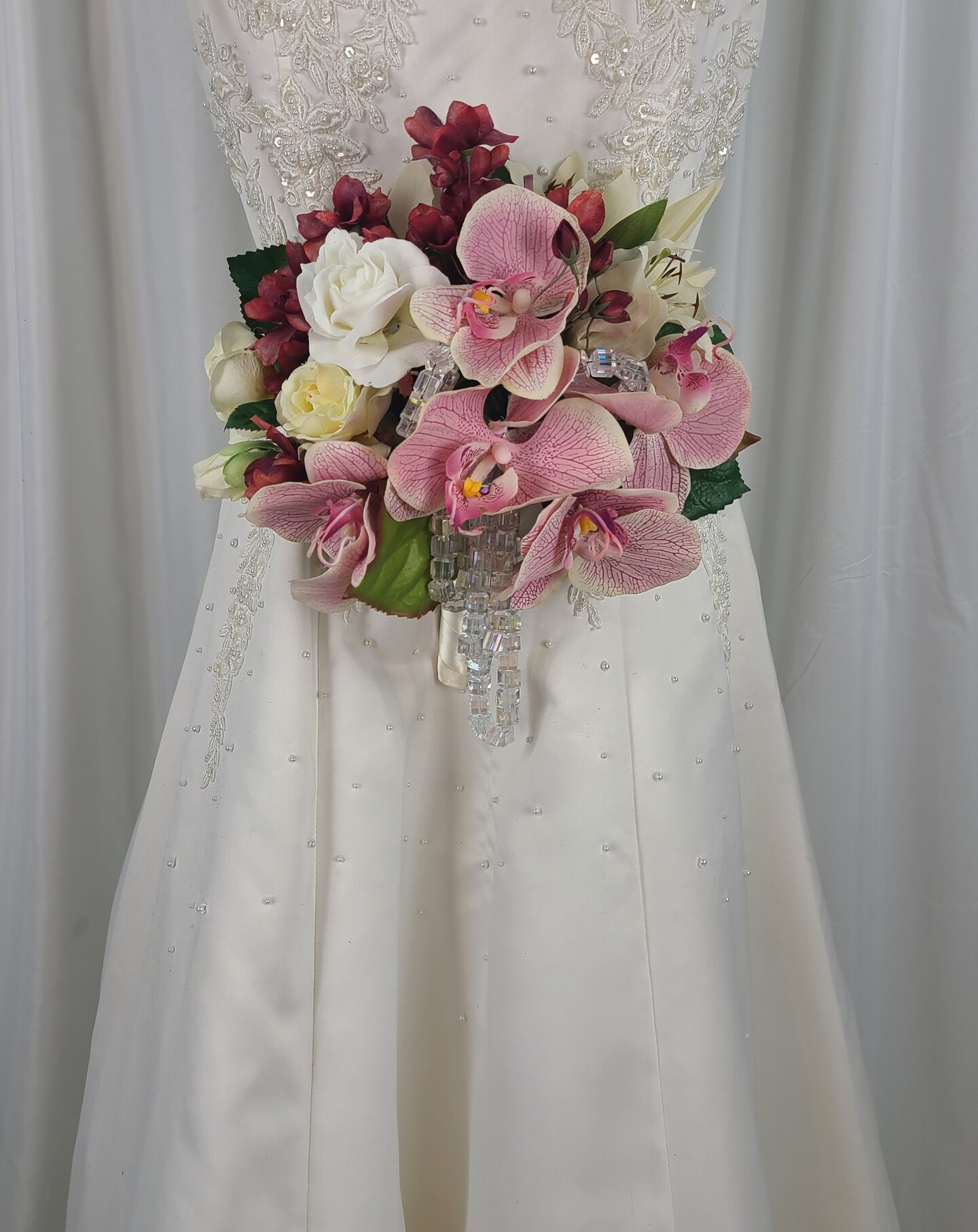 Wedding Bouquet of Phalaenopsis Orchids and Roses Faux Silk Bouquet |  MakerPlace by Michaels, image size:857x1080