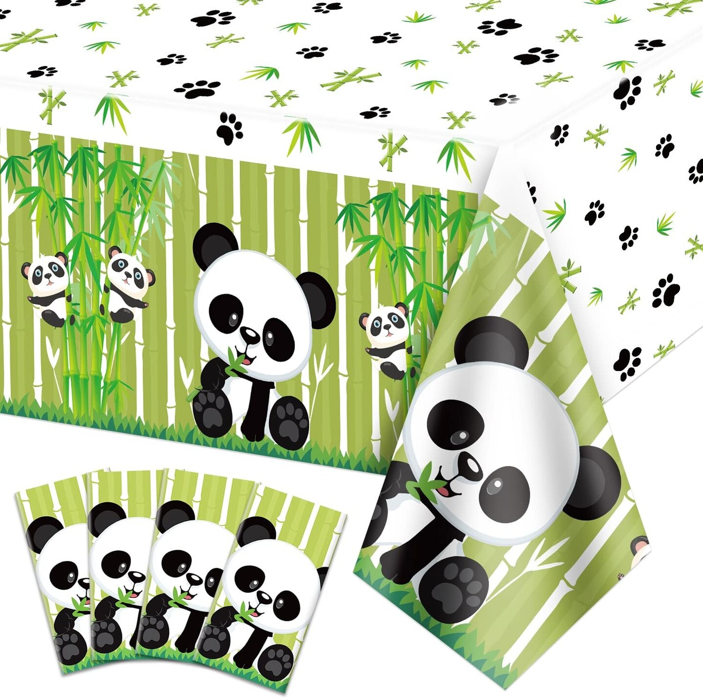 4 Pack Panda Theme Tablecloths