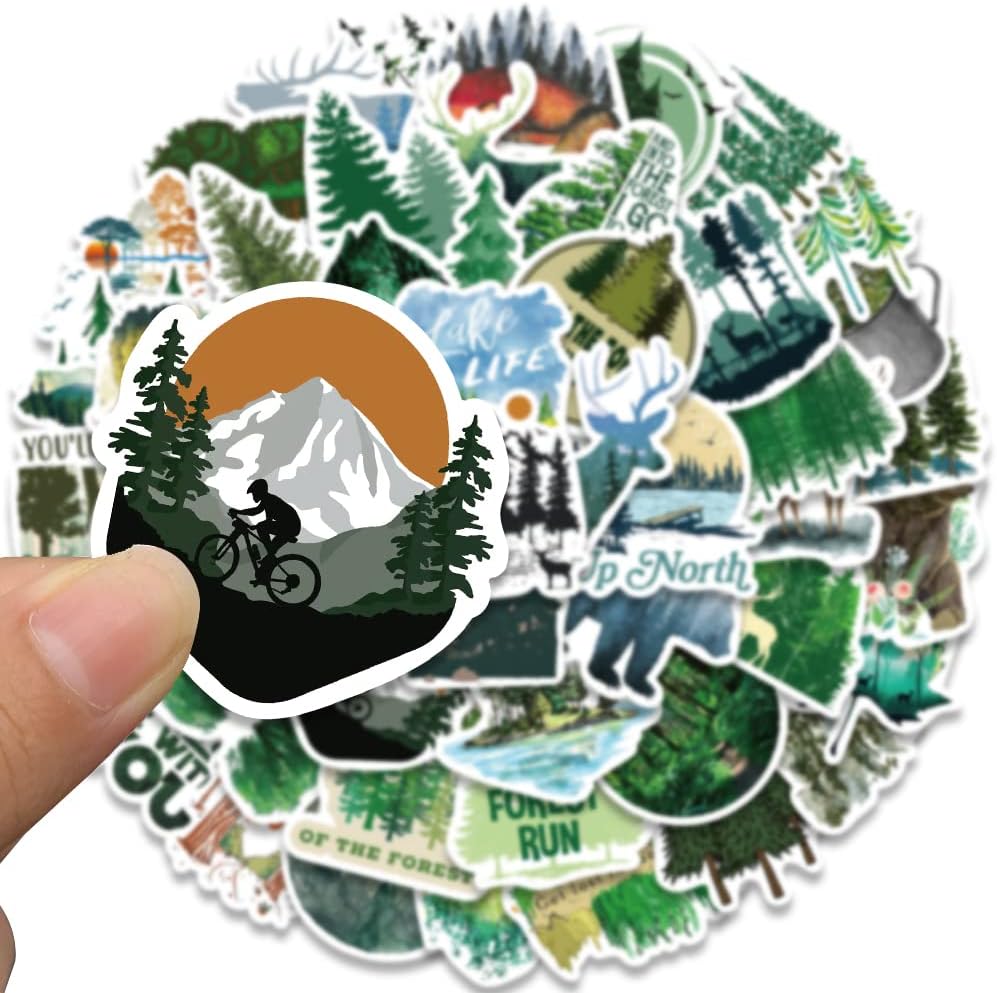 50Pcs Waterproof Vinyl Nature Stickers for Water Bottles