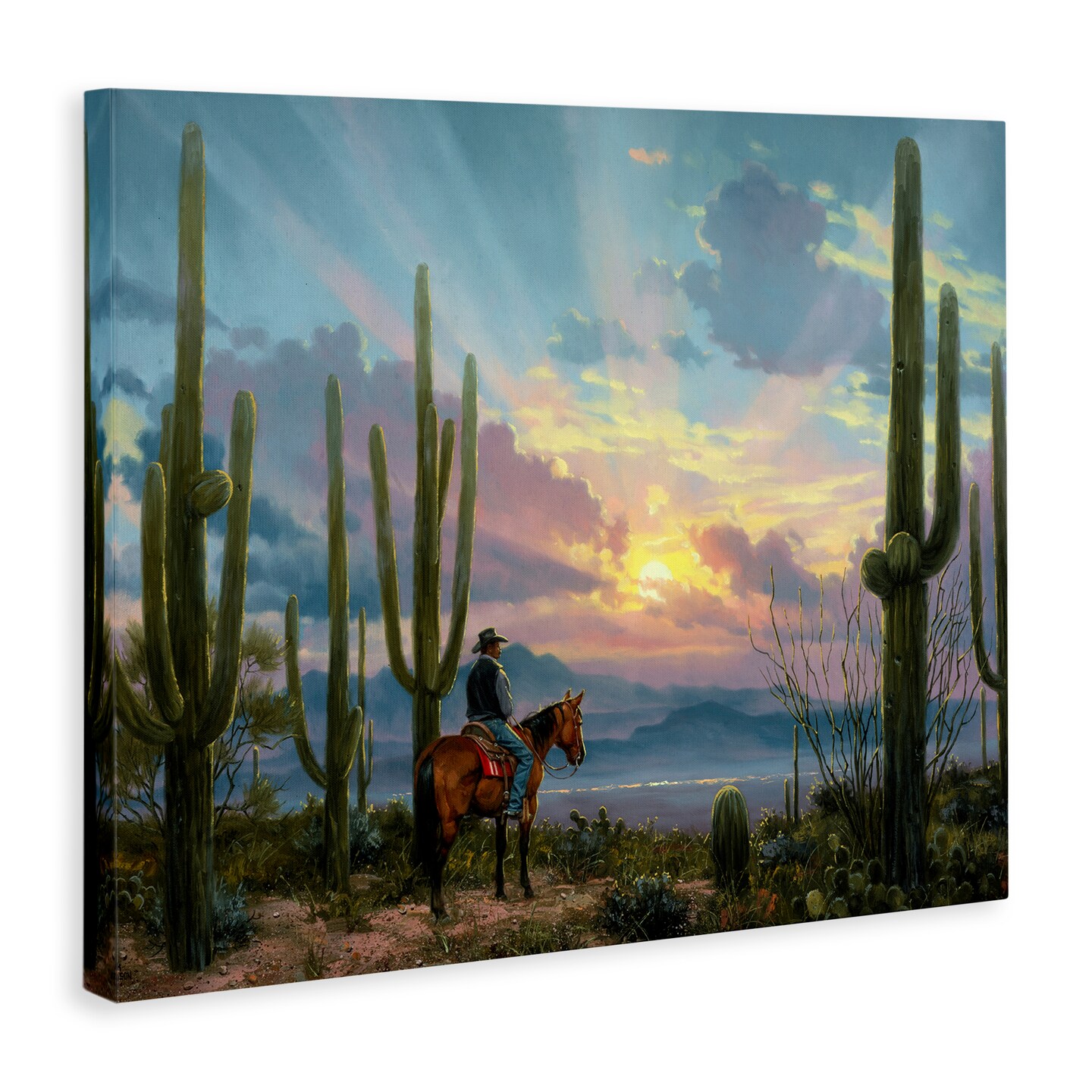 Stupell Industries Western Cowboy with Tall Cacti Canvas By Jack Sorenson