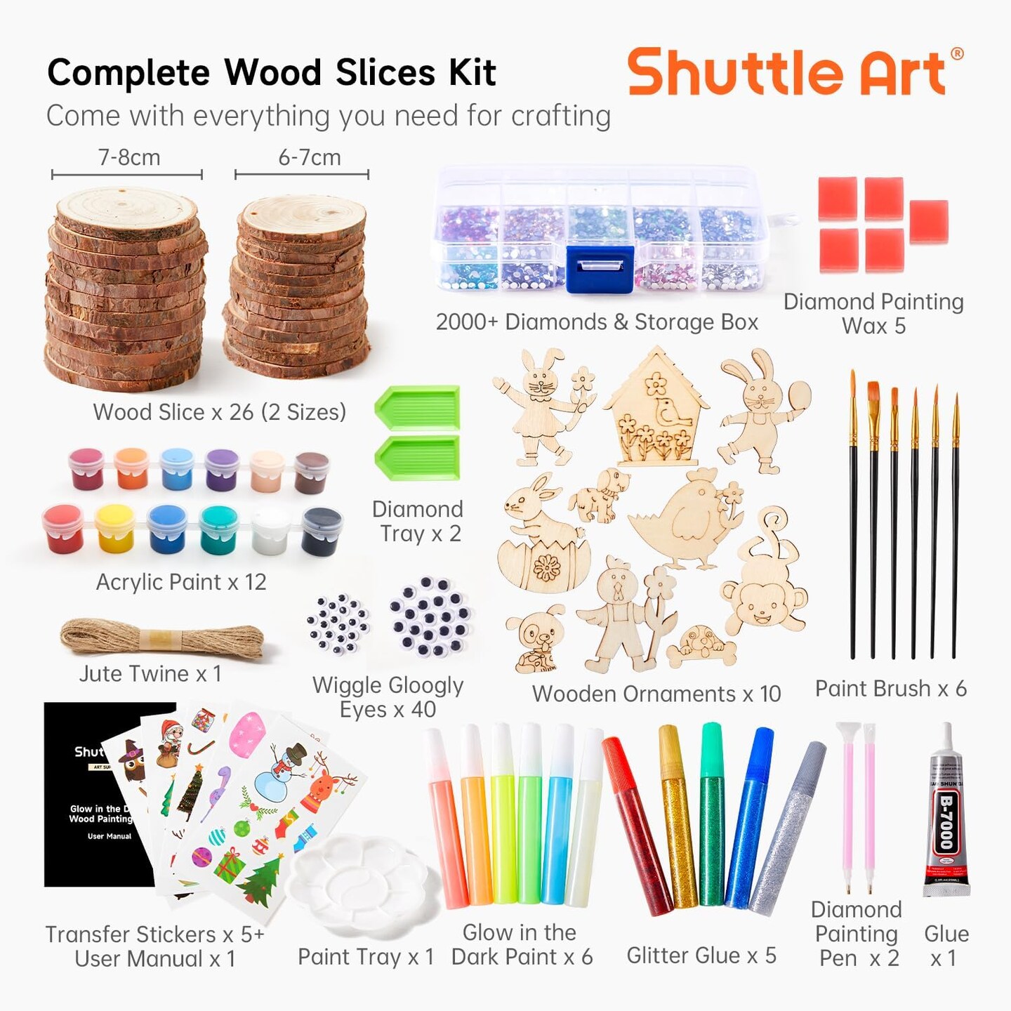 Kids Wood Painting Craft Kit, Glow-in-the-Dark for Kids Ages 5-12