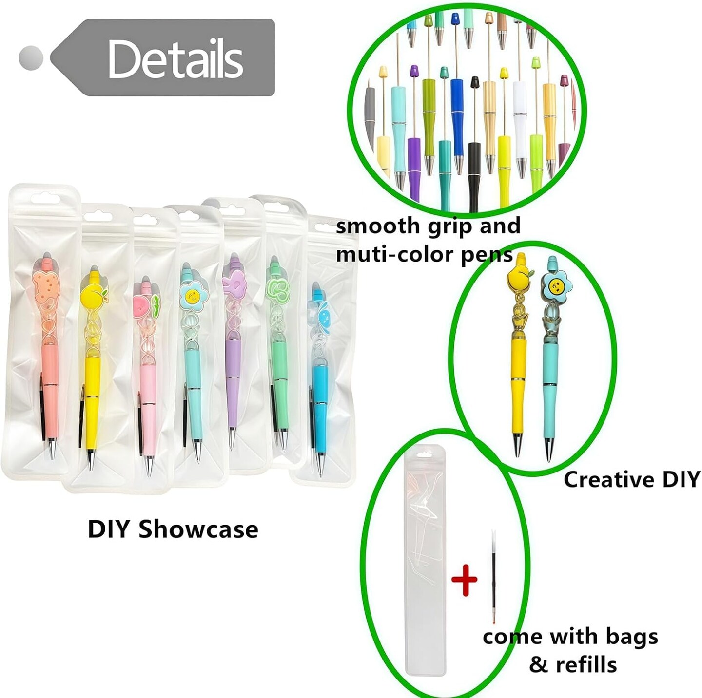 50 Plastic Ballpoint Pens Bulk with Refills &#x26; Pouch