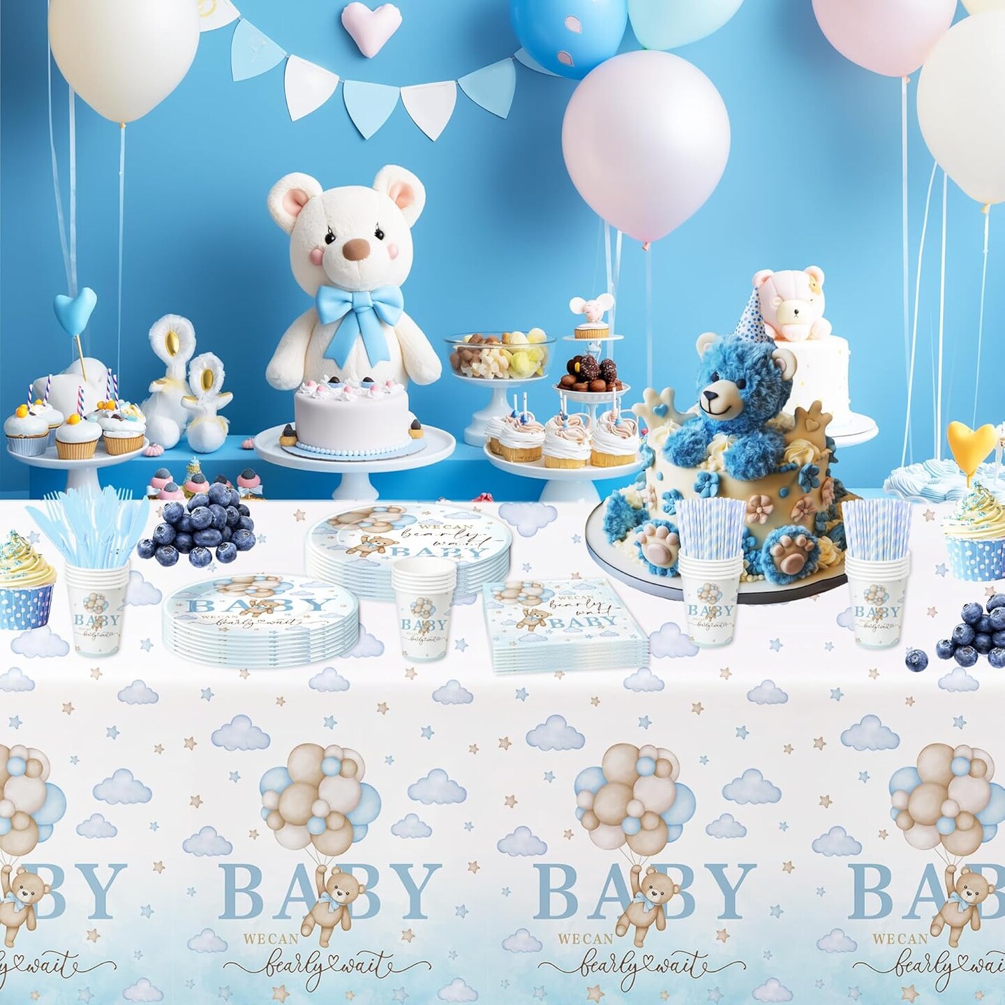 Bear Baby Shower Decorations Tableware - We Can Bearly Wait Baby Shower Decorations