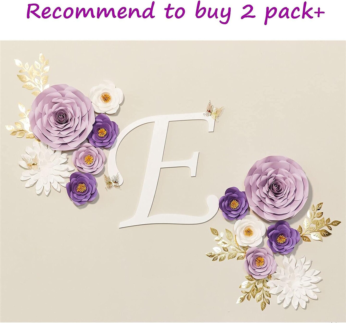 Giant Purple Paper Roses &#x2013; Floral Wall Decor for Baby Shower, Nursery &#x26; Party Backdrop (Purple)