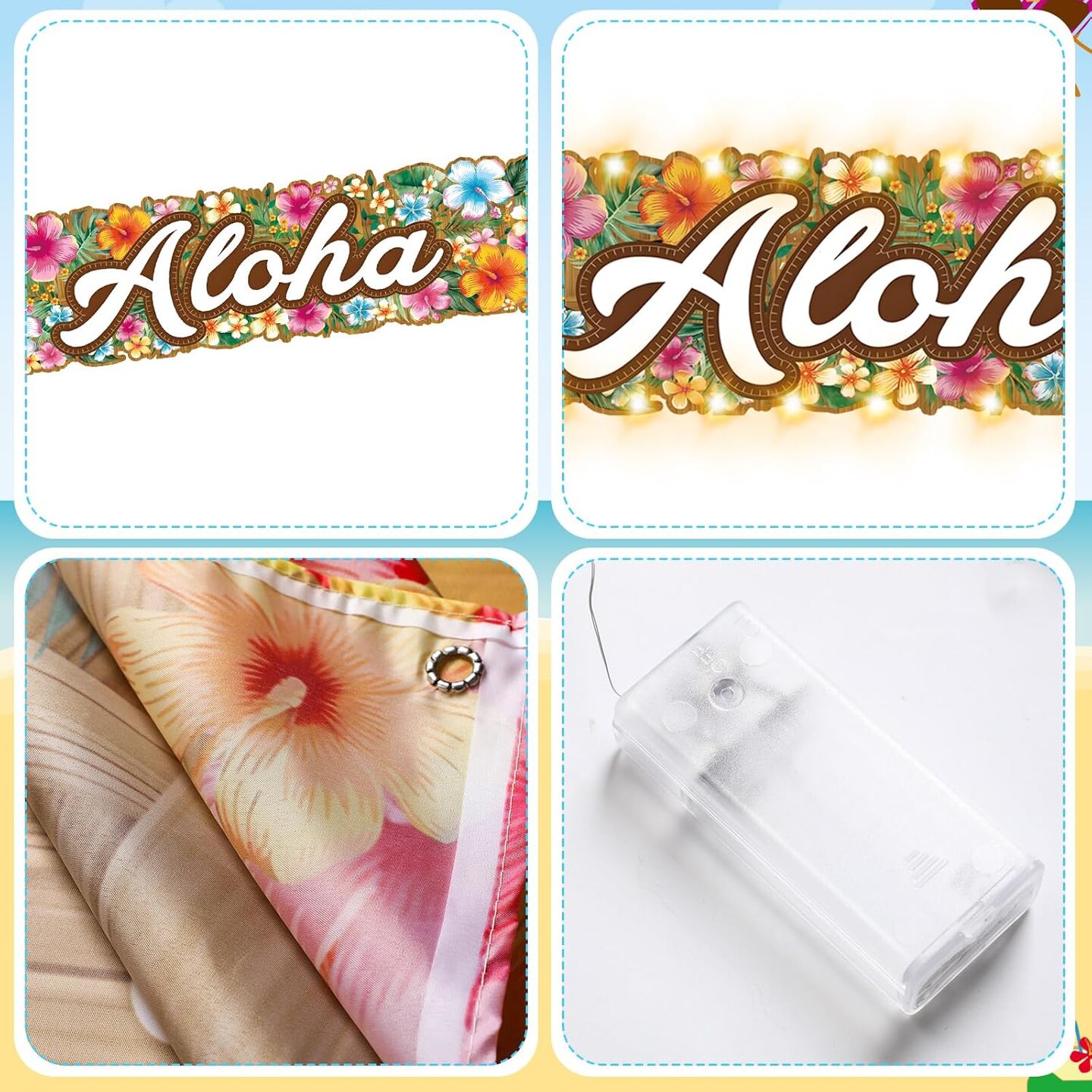3 Pcs Hawaiian Luau Party Decoration Set Aloha Luau Party Front Door Banner Porch Sign