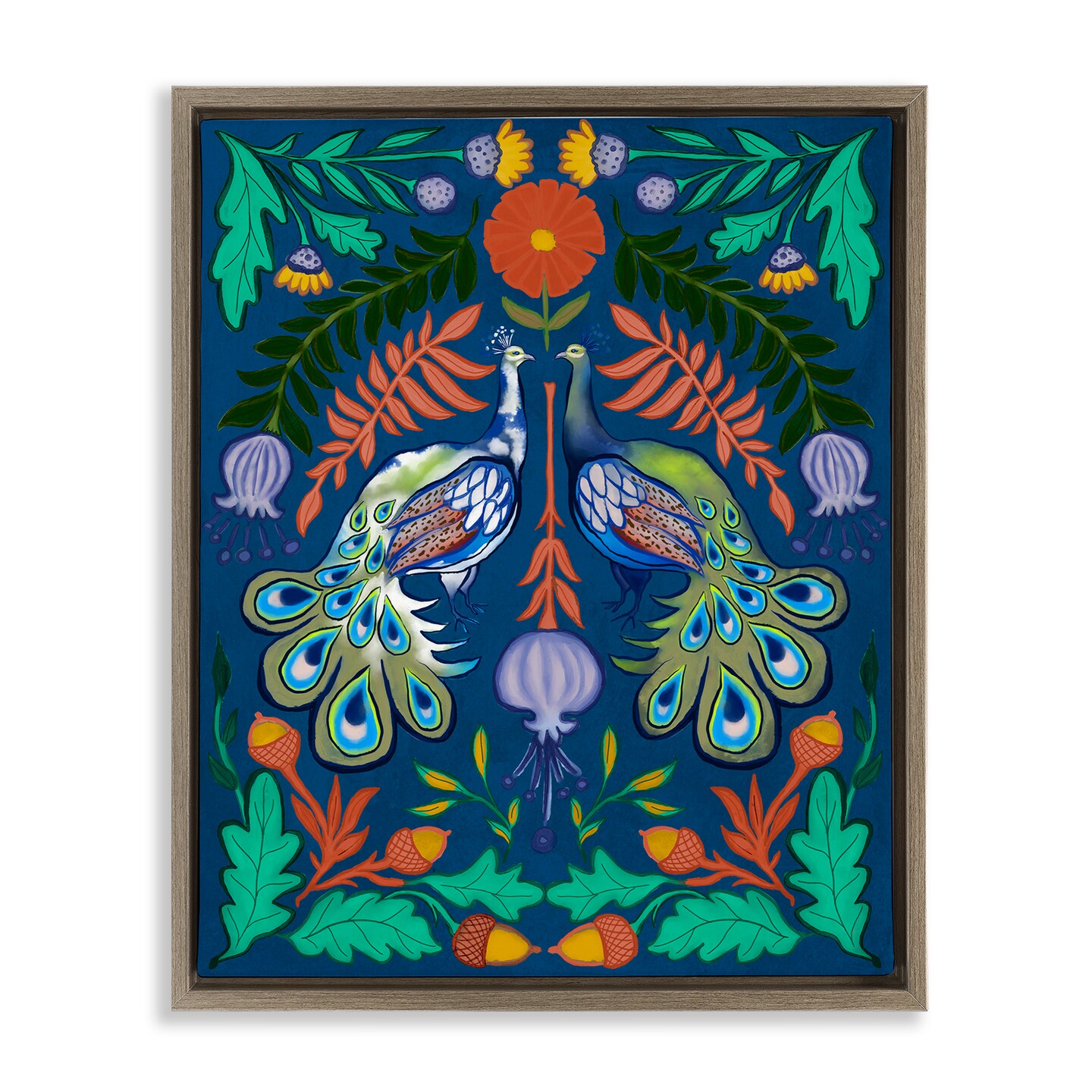Stupell Industries Mirrored Peacocks & Botanicals Floating Frame By Elizabeth Medley