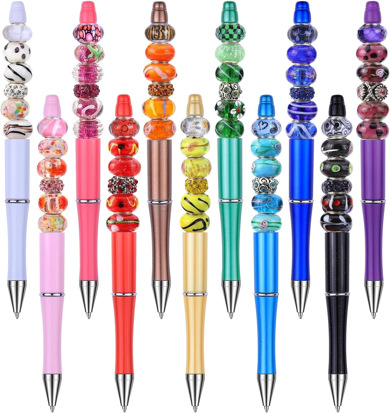 50Pcs 15x11mm Murano Large Hole Glass Beads with Silver Brass Cores European Beads for Jewelry Making (Aqua)