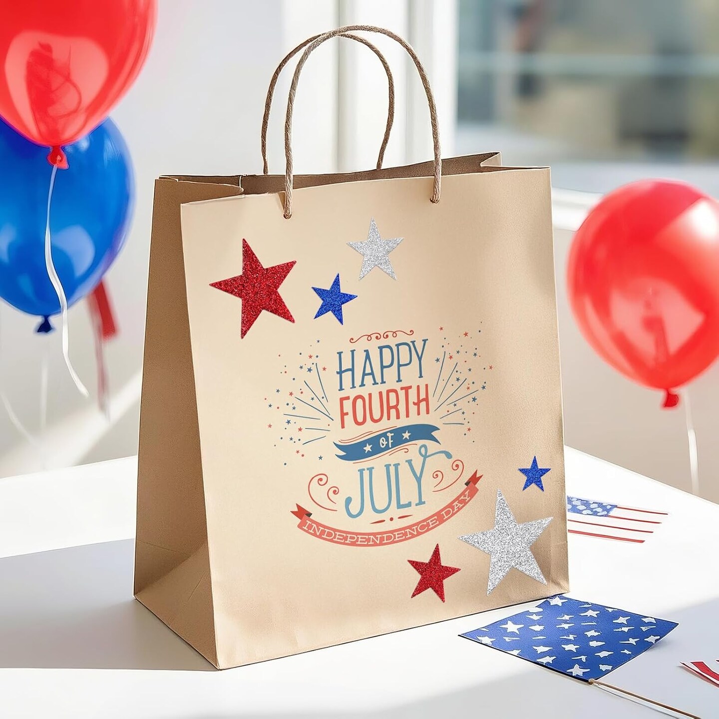 360Pcs Star Stickers - Red Blue Silver USA Patriotic Star Stickers Self Adhesive 4th of July Sticker Glitter Foam Stars Shaped Sticker for Kids Reward Art Craft Memorial Independence Day Decor