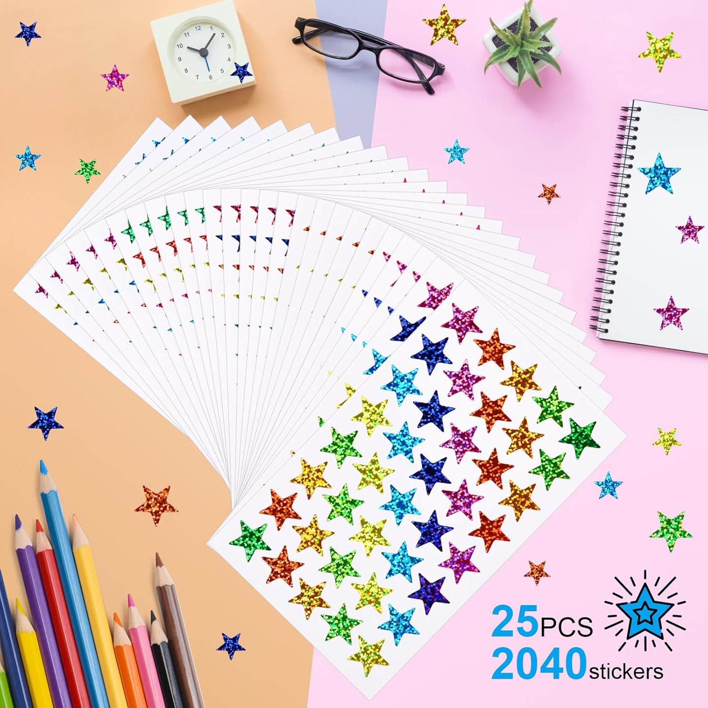 2040 Pcs Star Stickers - Small Stars for Kids Reward