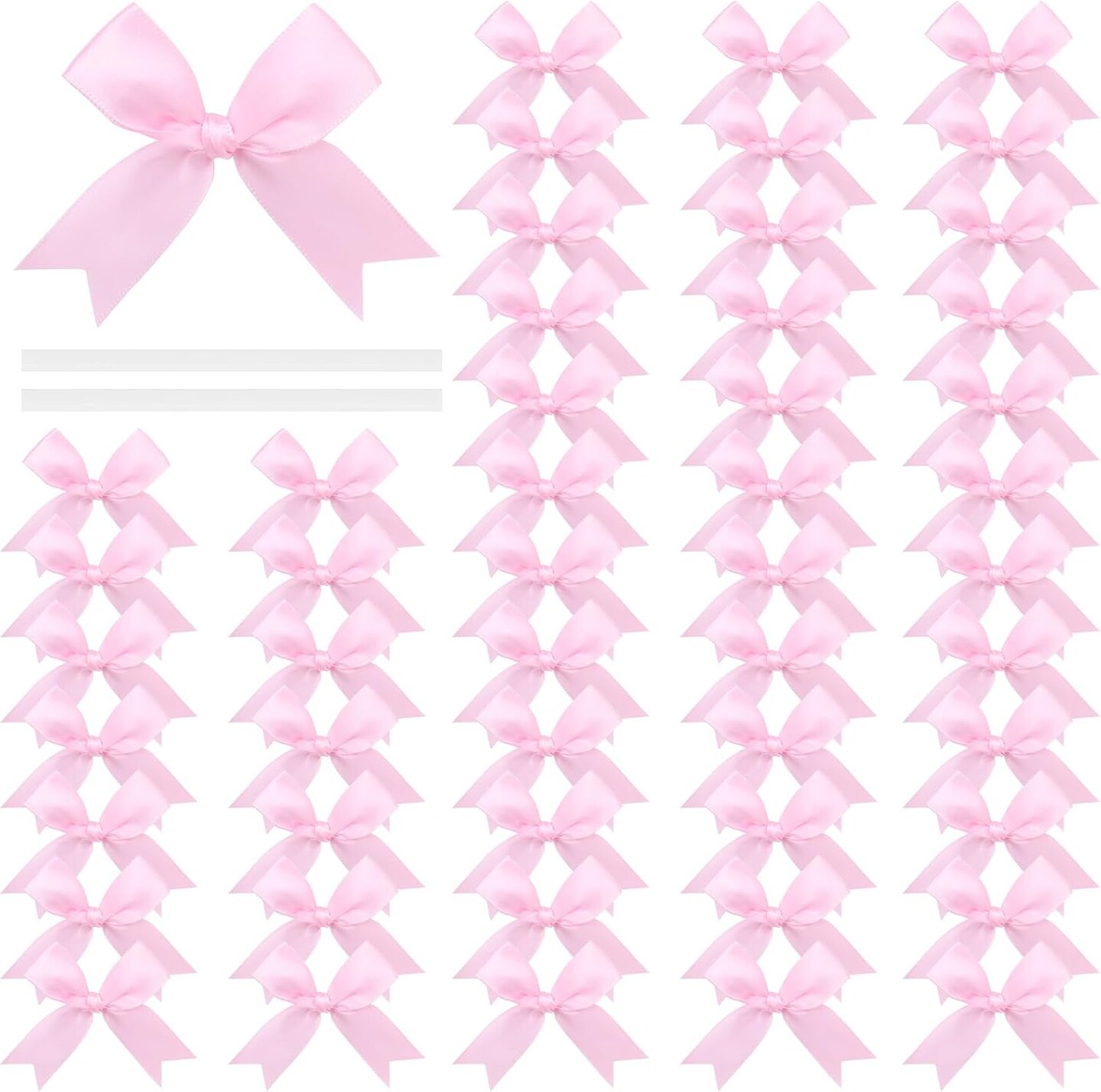 50-Piece Pink Premium Satin Ribbon Bows - 3.3 Inch Large Size Craft Bows