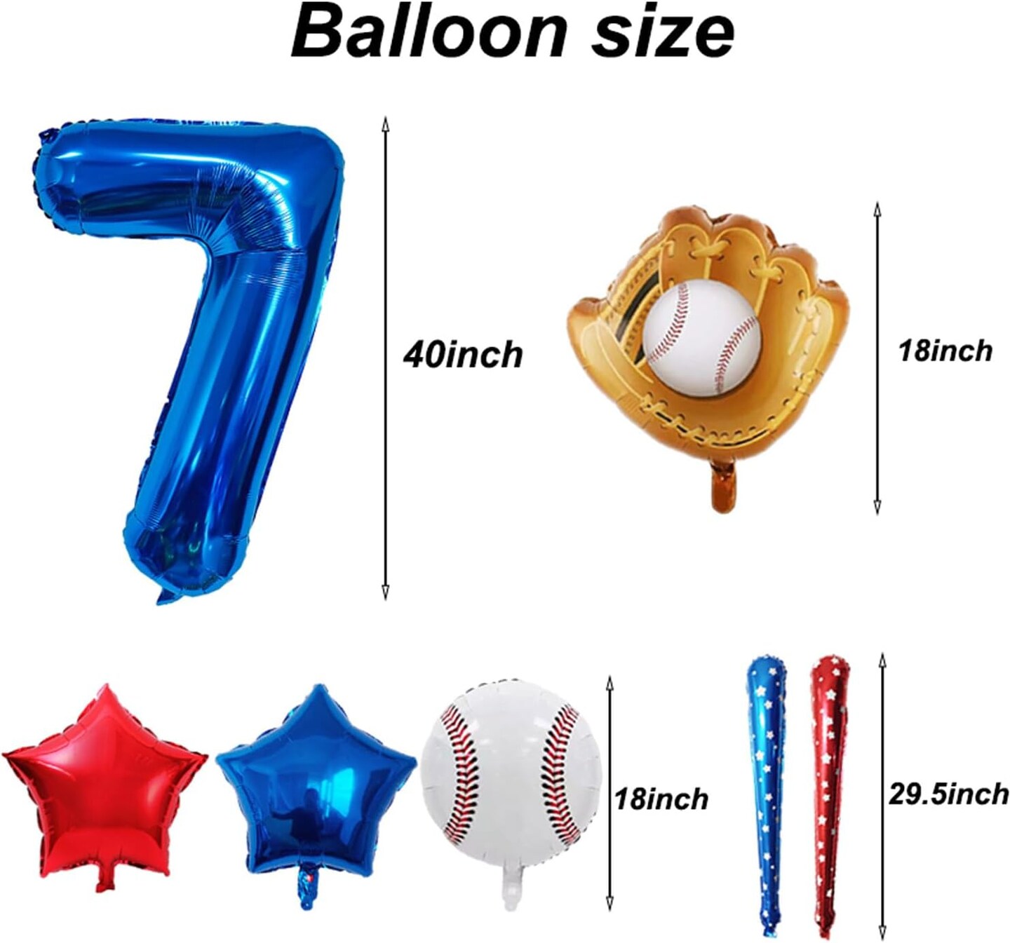 Navy Blue Number Balloons Baseball Balloons Set, Foil Number Balloons 40 inch(Blue7)