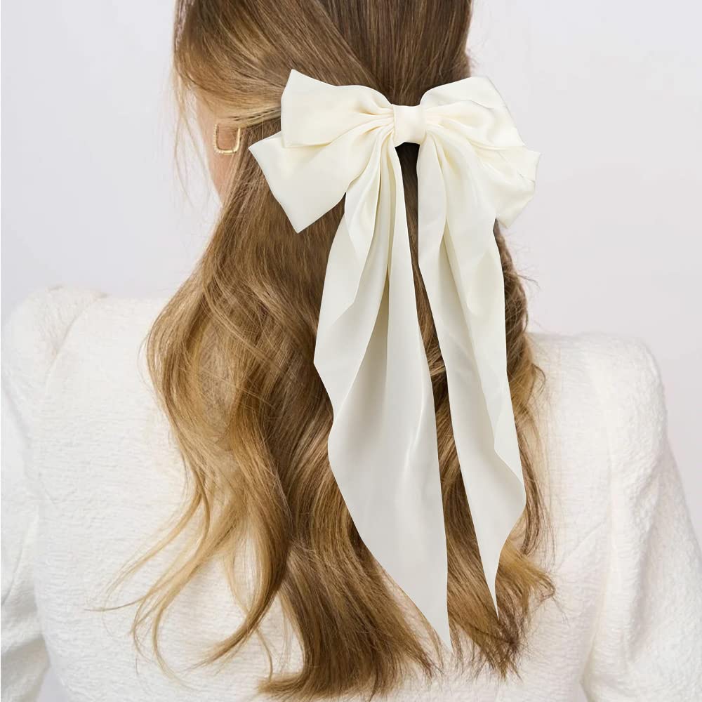 Silky Satin Hair Bows 2Pcs Big Hair Bows for Women Hair Ribbons