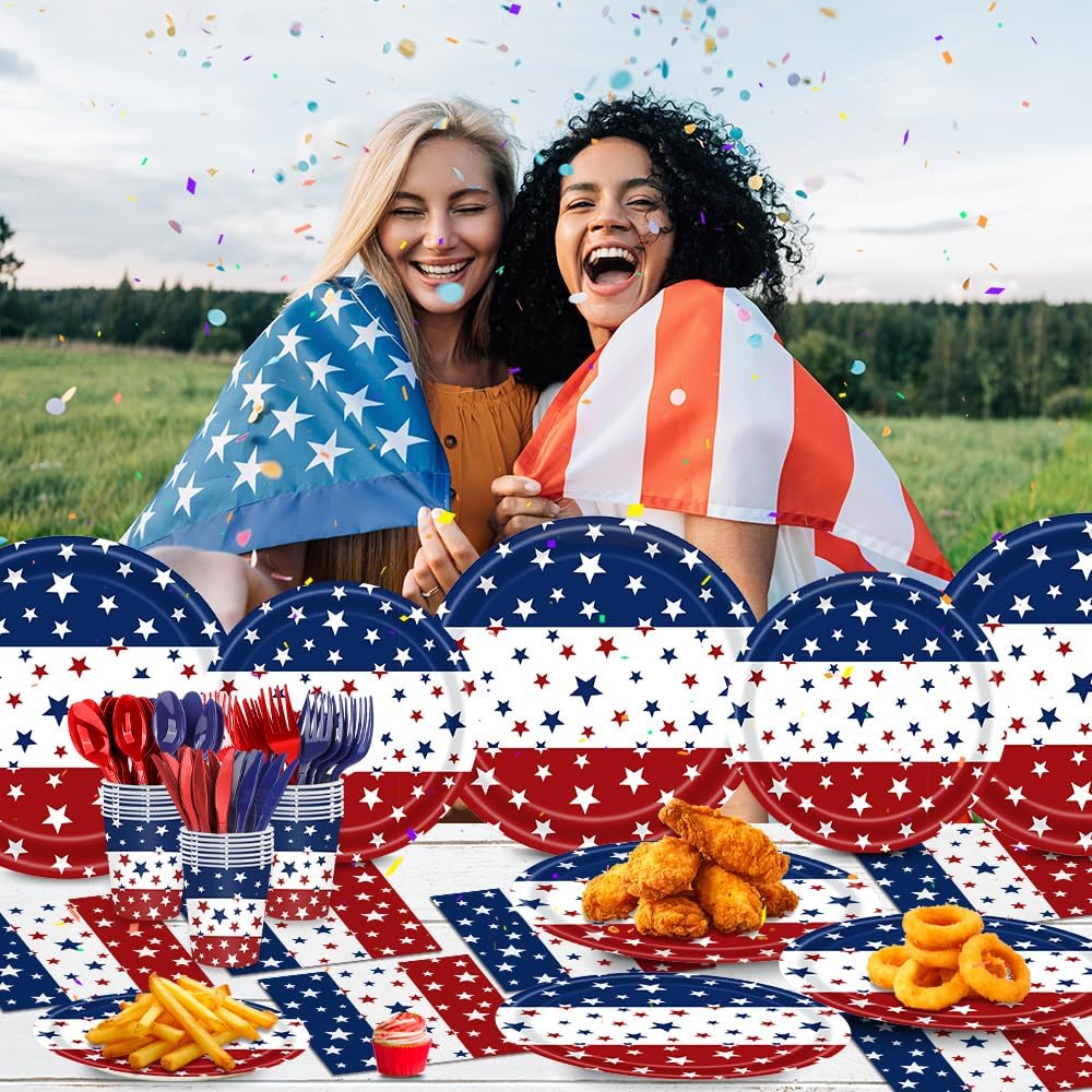 140Pcs Independence Day Party Supplies 4th of July Party Decorations