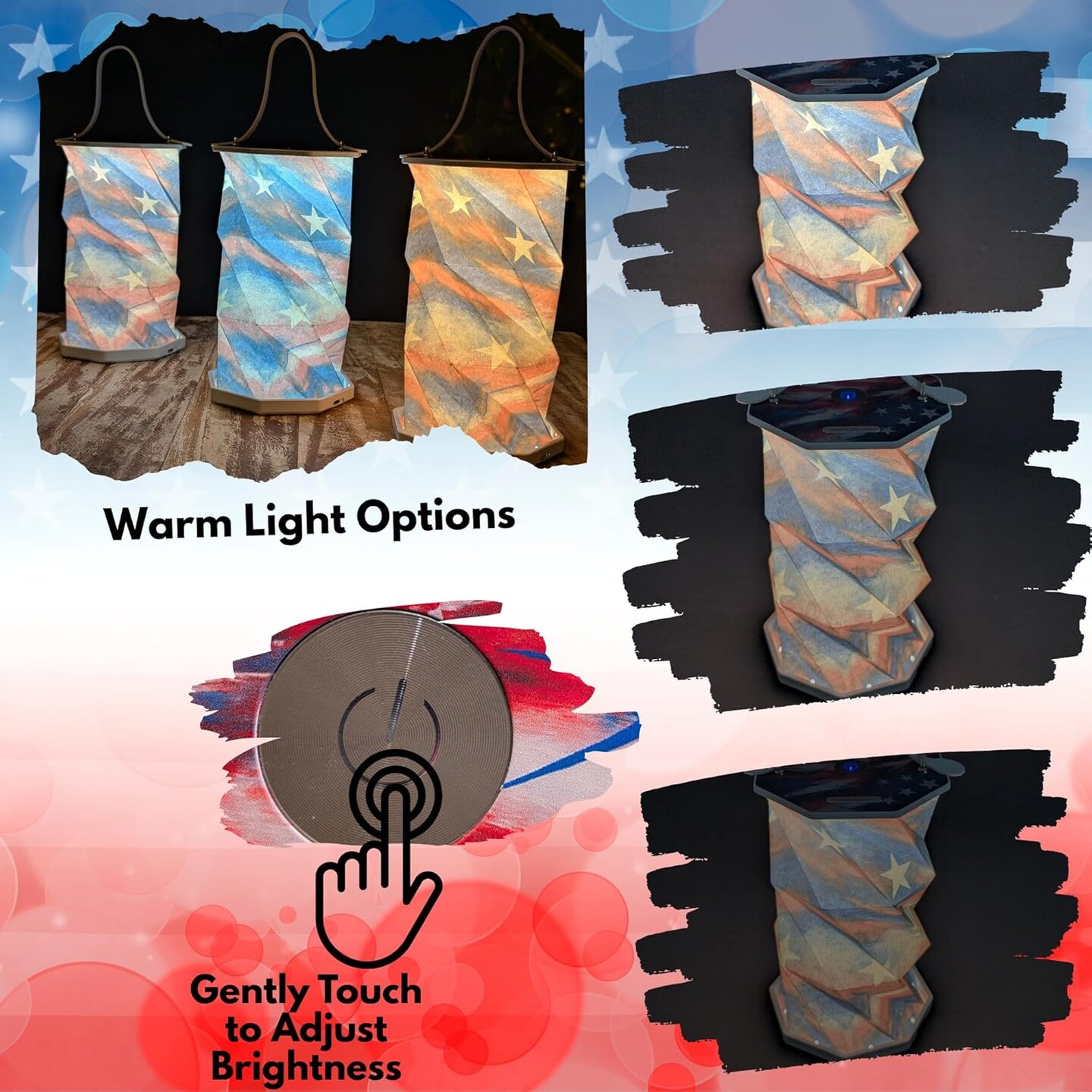 4th of July Patriotic Lamp Gift - Portable Night Light(red, white, blue)