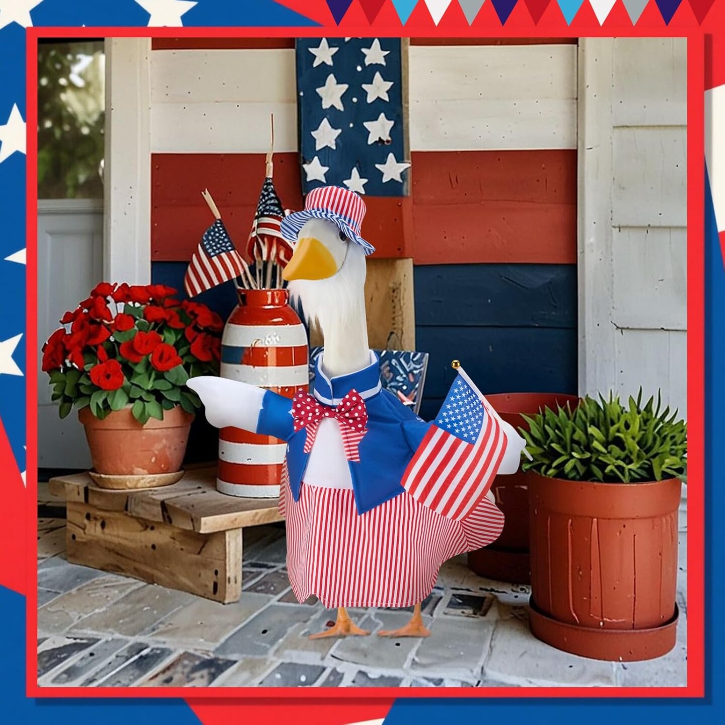 Patriotic Porch Goose Outfits for 23 Inch Lawn Statue