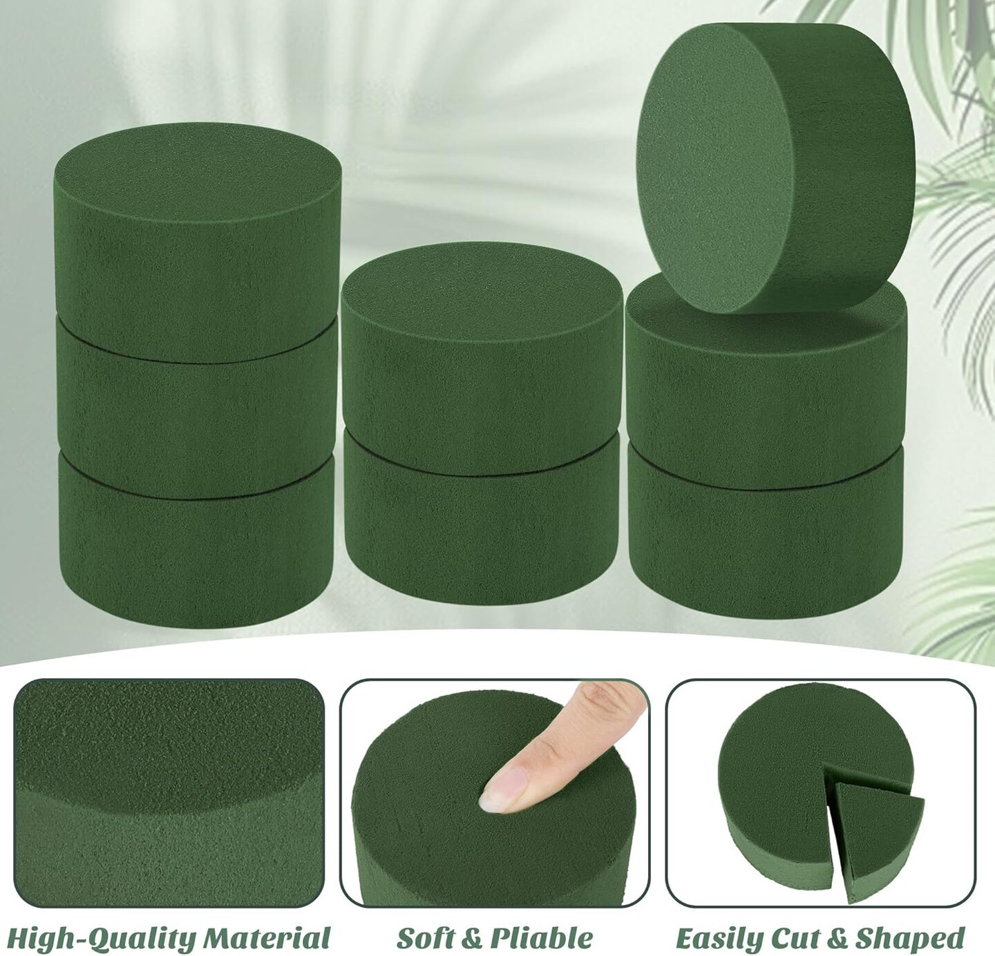 36 Packs Round Floral Foam Blocks Green
