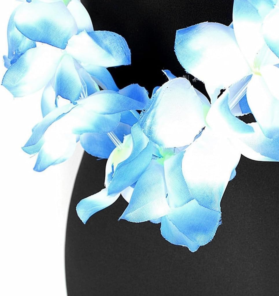 Hawaiian Leis set,Thickened Artificial Flower Luau Necklace Bracelet Headband Garland Lei Set for Tropical Beach Theme Party Decoration Costume Supplies (Blue)