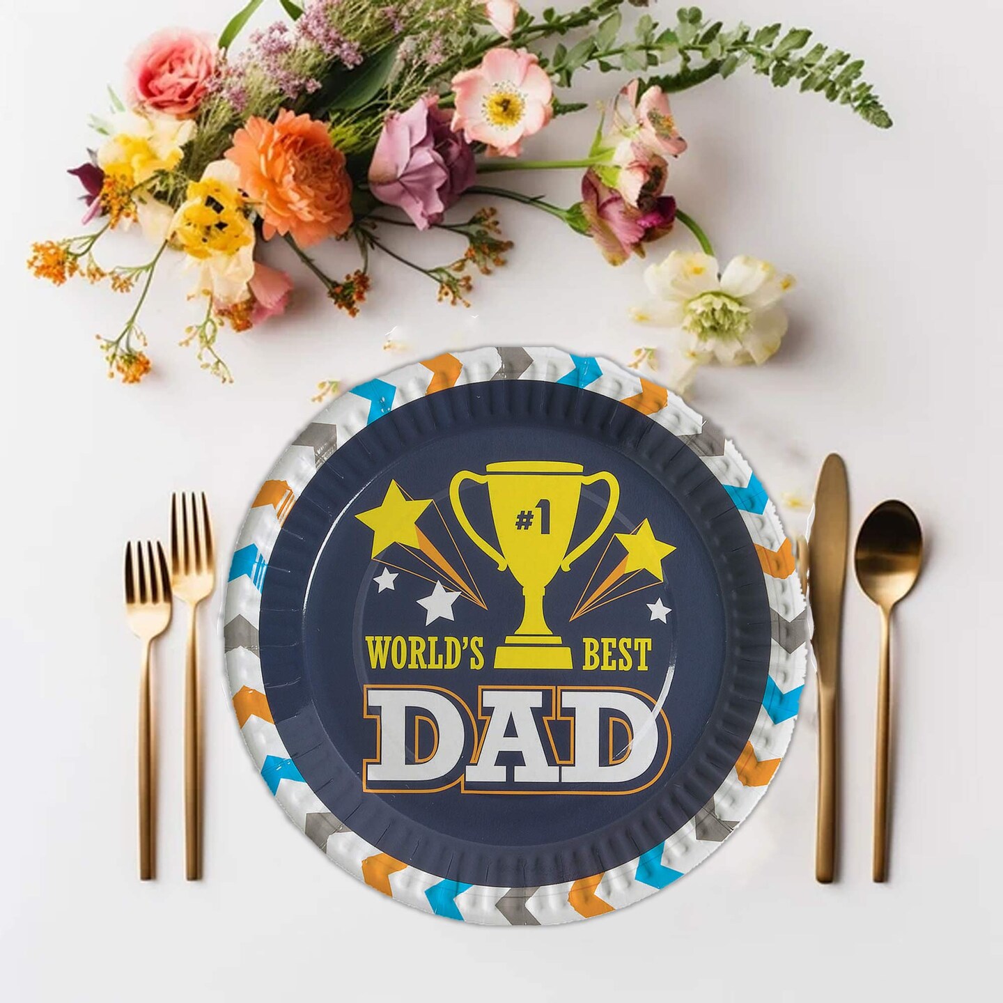 8 Ct. World’s Best Dad Father’s Day Paper Dinner Plates 9" Trophy Design Tableware