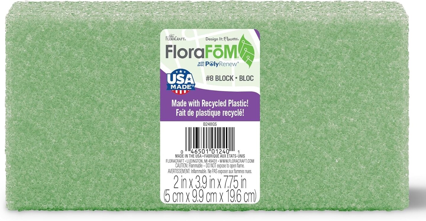 FloraF&#x14D;M Block 2 Inch x 3.9 Inch x 7.75 Inch Green