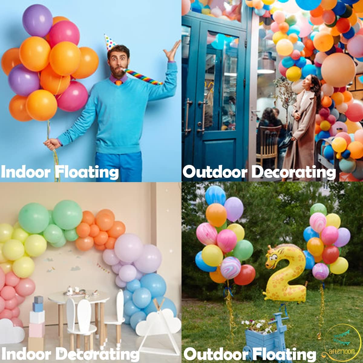 Biodegradable Balloons Blue 12 Inch 100 Pack, Matte Color Thickened Extra Strong Latex Helium Float (Blue)