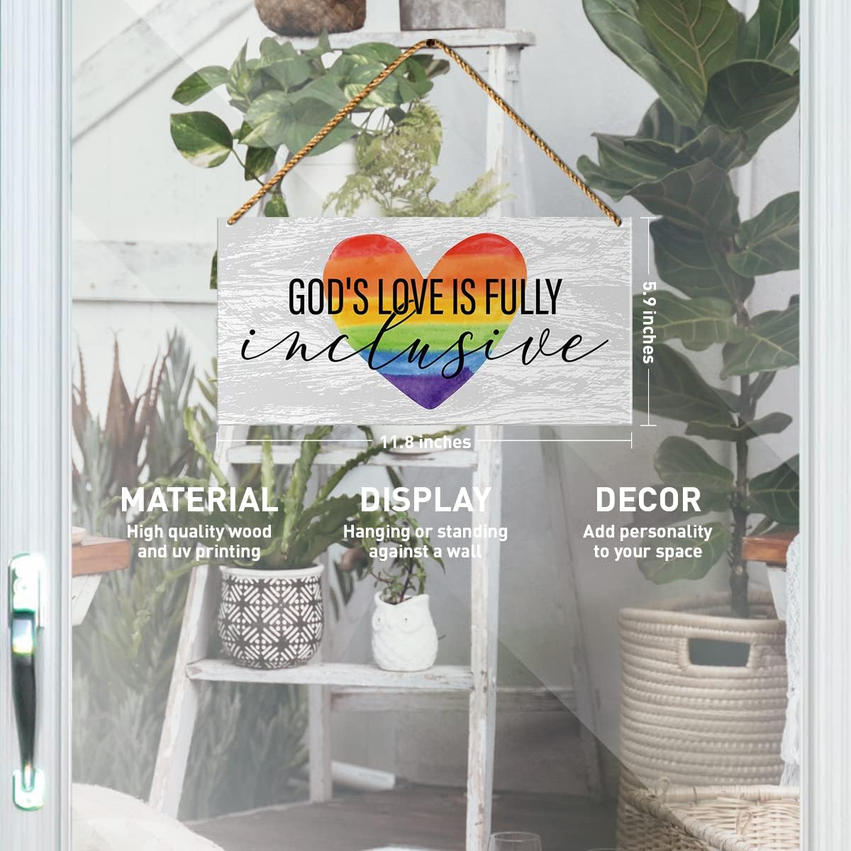 LGBT Sign Decor, God's Love is Fully Inclusive, Lesbian Gay Pride Month