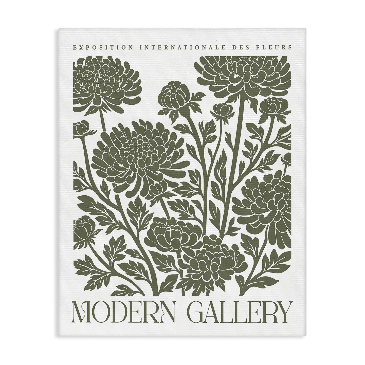 Stupell Industries Moss Green Floral Gallery Canvas By Lettered and Lined