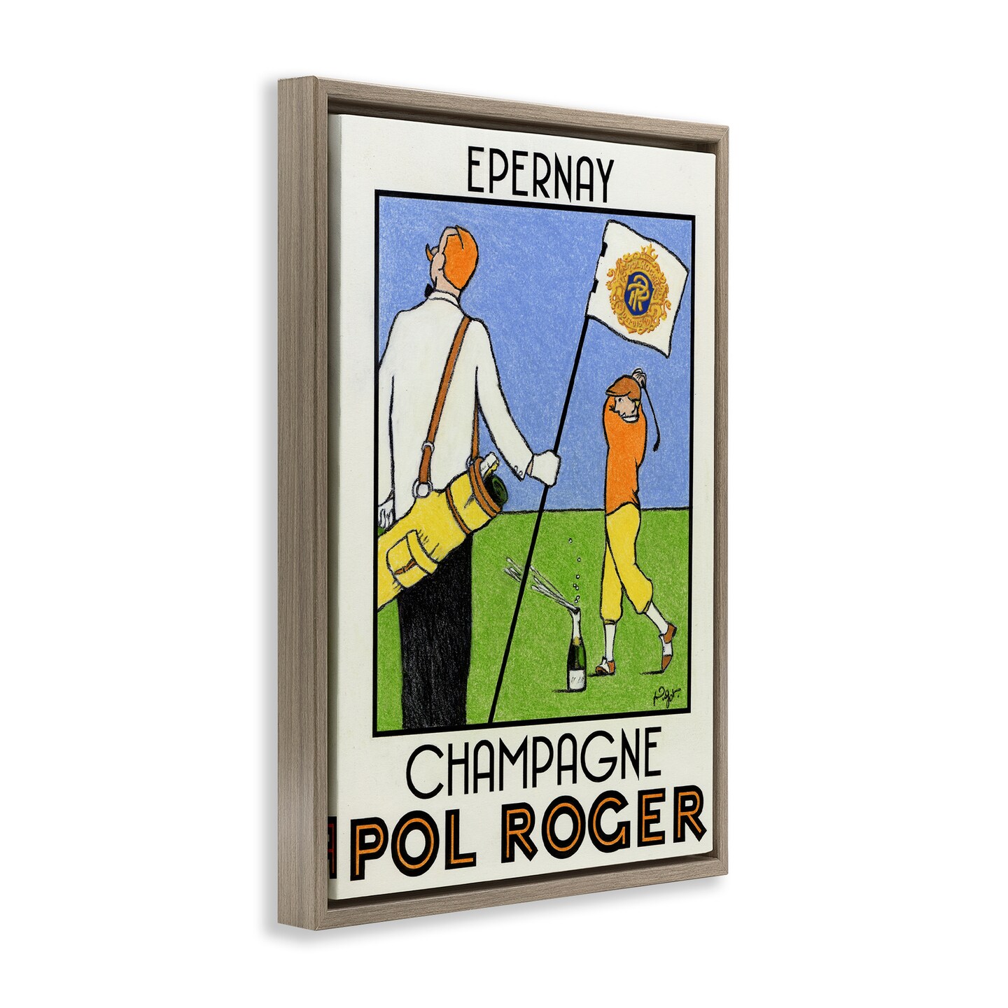 Stupell Industries Vintage Golfers Champagne Ad Floating Frame By Jean-Pierre Got