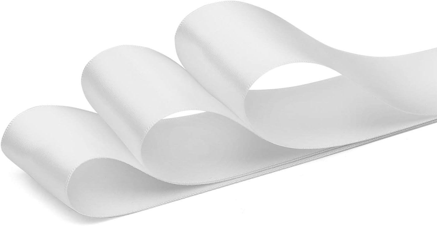 2 Inch White Double Faced Satin Ribbon - 25 Yards Variety of Color