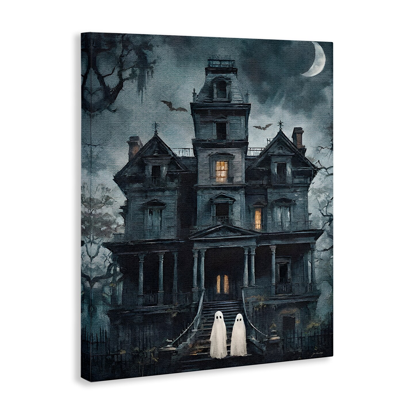 Stupell Industries Ghost Pair &#x26; Haunted Mansion Canvas By Jo Moulton