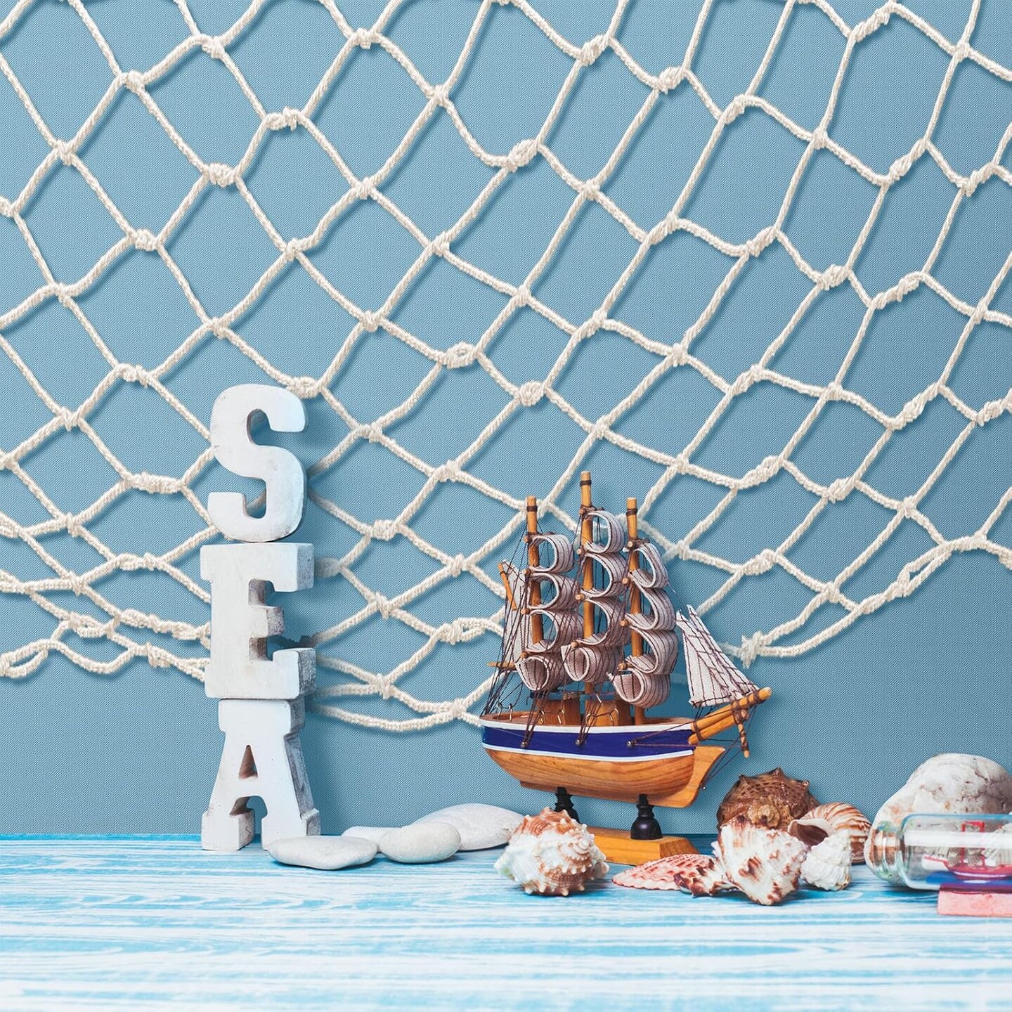 6 Pcs Fish Net Decorative and Tablecloth Se