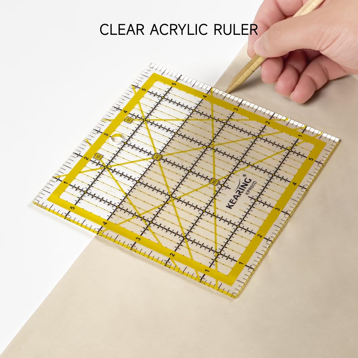 Kearing® Patchwork Quilting Ruler, Non-Slip Acrylic Sewing Ruler for Cutting Fabric, Quilting Square Ruler, Assorted Sizes