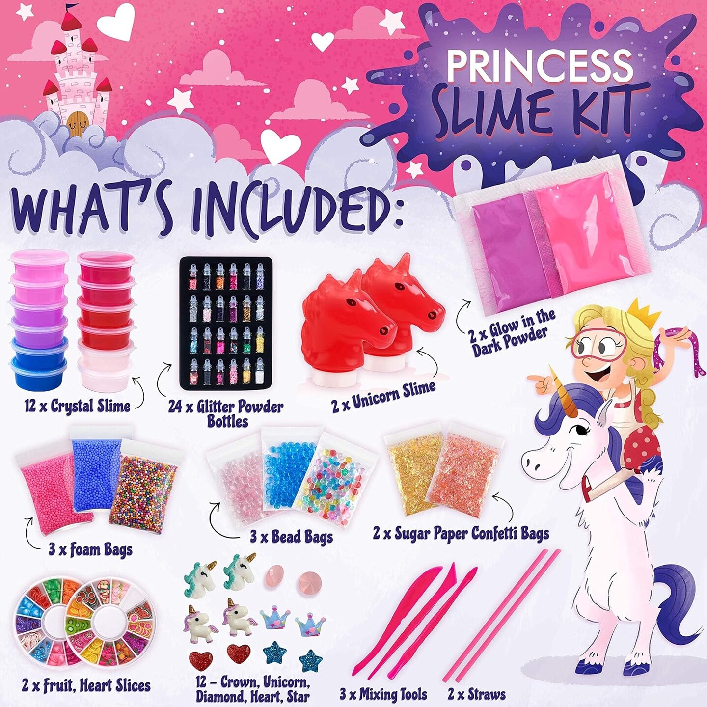 Princess Slime Kit for Girls - Water Based Colorful Premade Slime
