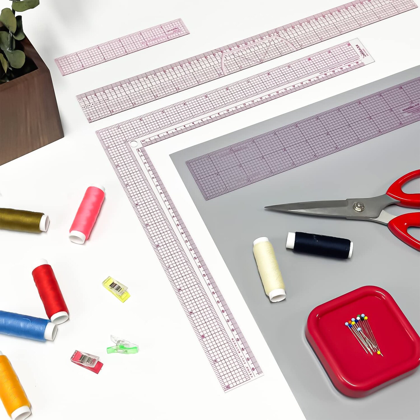 Kearing&#xAE; 12&#x22; Plastic L Square Ruler for Sewing - L Shaped Ruler