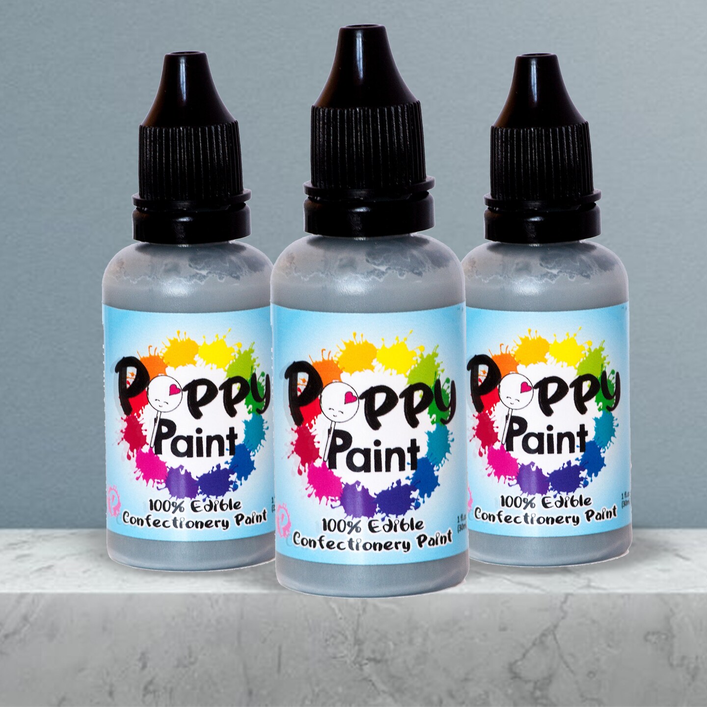 Poppy Paint Gray Edible Food Color for Cake Decorating and Chocolate