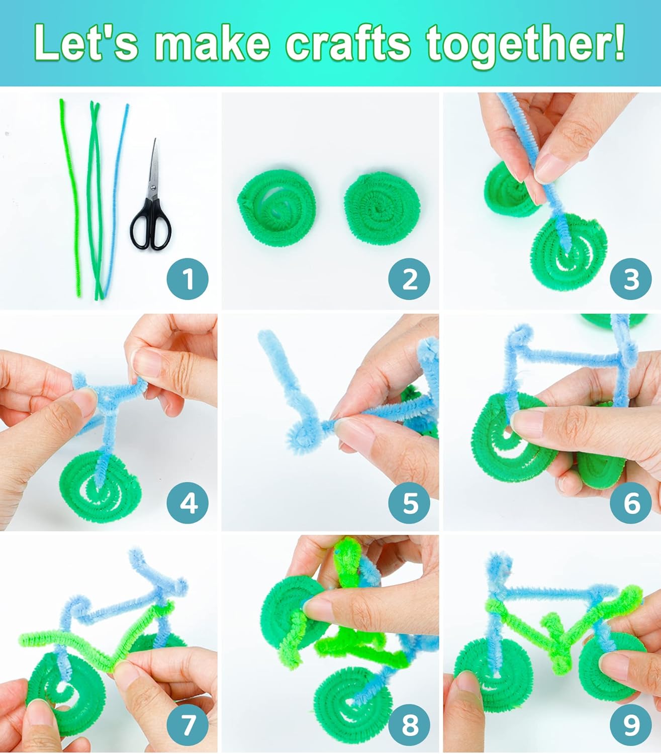 600 Pcs - 30 Colors Chenille Stems DIY Art Craft Decorations (7 mm x 12 Inch)