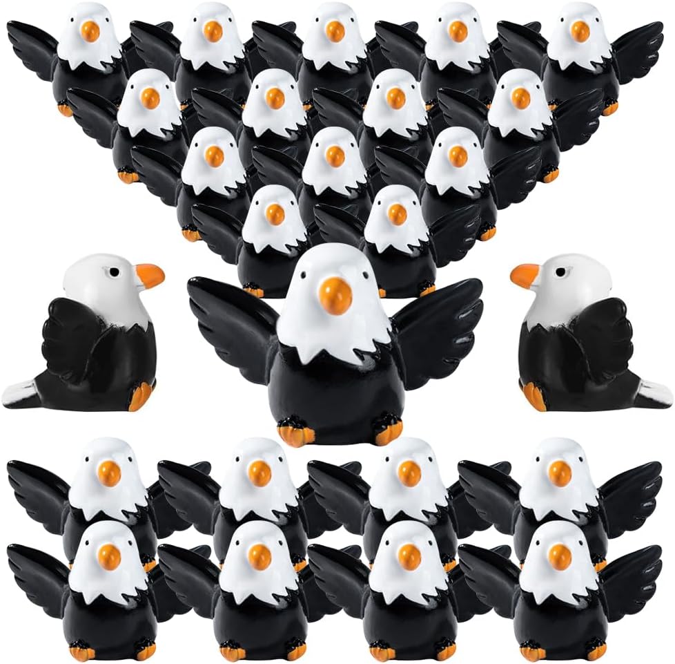 24 Pcs Mini Resin Bald Eagle,Patriotic Bald Eagle Bird Figurines