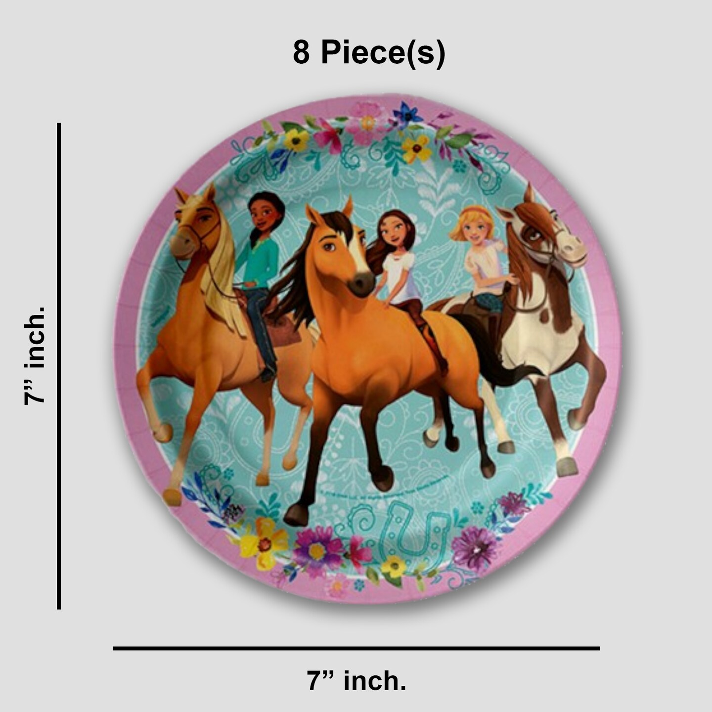 DreamWorks Spirit Riding Free Paper Dessert Plates 8 Count Party Tableware