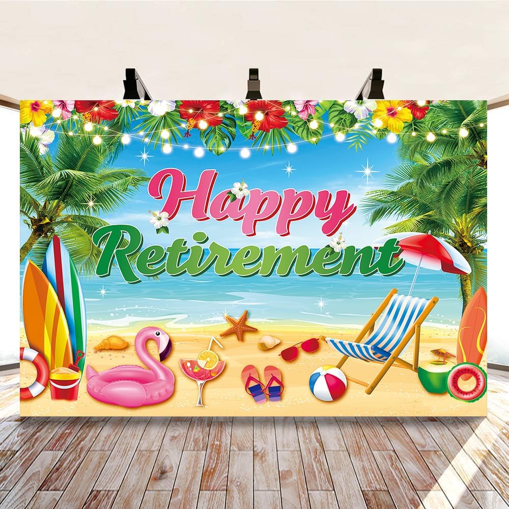 Hawaiian Theme Retirement Decorations Banner Tropical Beach Party