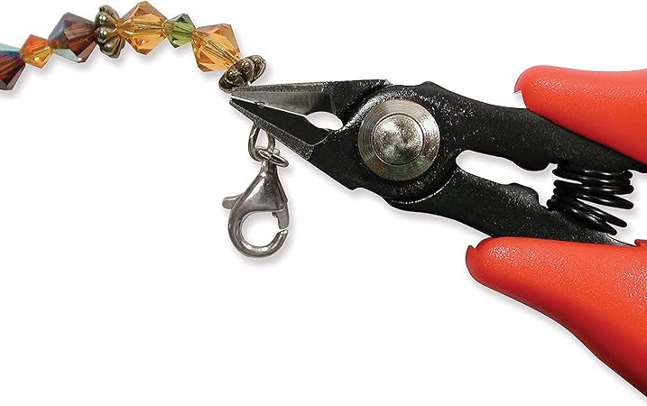 The Beadsmith Ultra Flush Cutter, 5 inches (127mm) with Steel Blades, Orange Comfort Grip Handle with Return Spring, Tool for Jewelry Making, Electronics or Micro Mechanics