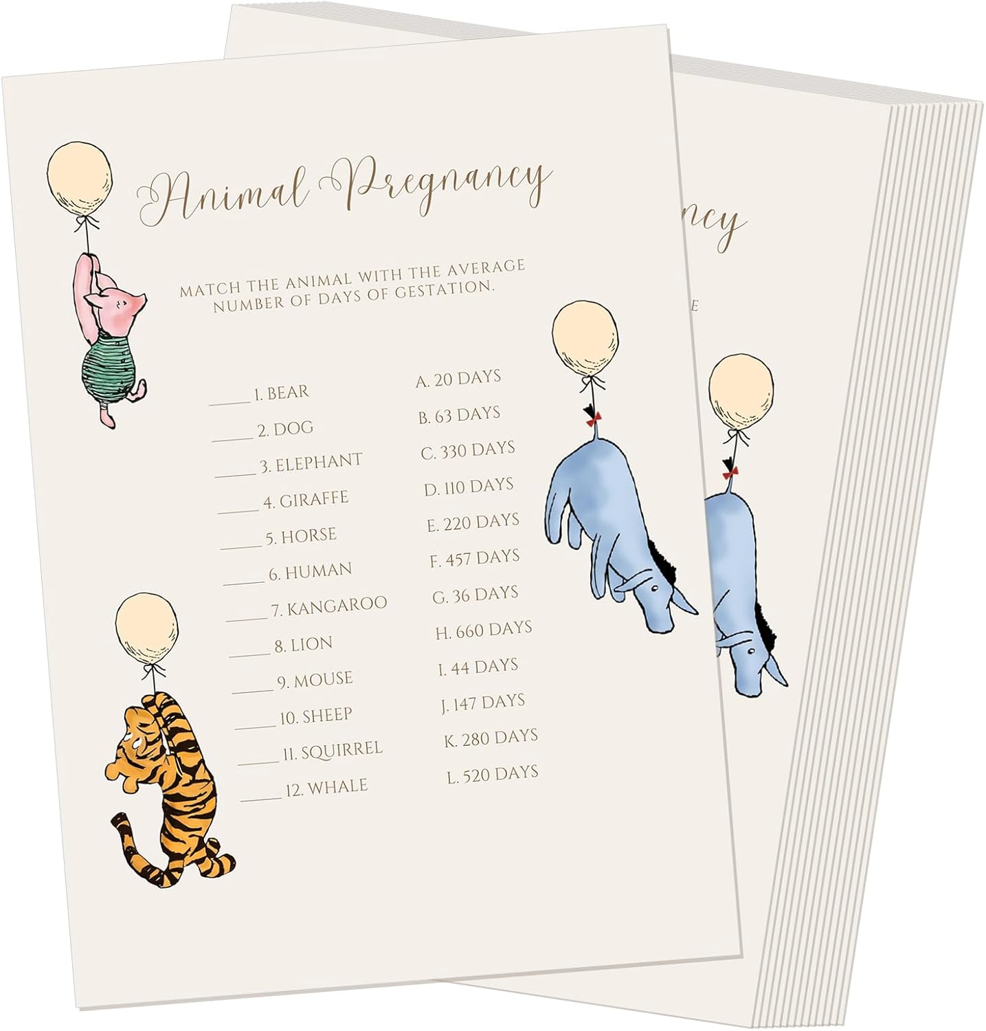 Classic Winnie Baby Shower Game Cards Party Favors Decorations Supplies &#x26; Activities